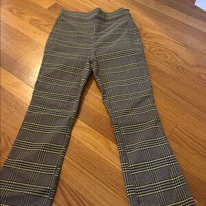 Urban Outfitters Plaid Flare Pants with Yellow Accents
